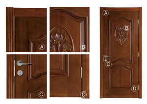 Sapelli de escultura flor malayo madera contrachapada presionado puerta interior - Product Image 3