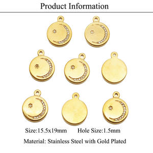 Factory Wholesale Stainless Steel Pendant Making <strong>Supplies</strong> Cut Out Moon Star Center Stone Charms for <strong>Jewelry</strong> Components - Product Image 2