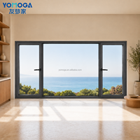 Ventana Corredera de Aluminio de Alta Resistencia para Patio, Vidrio Grande con Diseño de Tres Paneles y Tamaño Personalizado