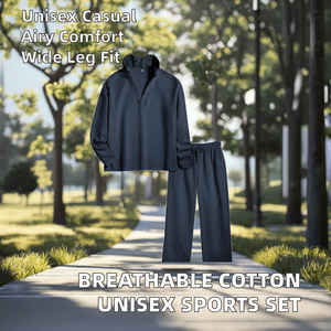 Conjunto Deportivo Casual de Verano de Algodón Sólido Antibacterial, Cómodo y Transpirable, Unisex, de Dos Piezas, con Cuello en V y Manga Larga, 2026 - Product Image 2