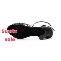 Chaussures de danse salsa latine noires personnalisables de 7,5 cm, chaussures de danse de salon, jazz, tango, fête, sandales pour femmes
