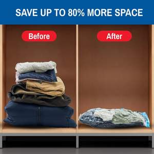 Sacs de rangement sous vide 6 pièces, sacs de rangement réutilisables pour économiser de l'espace, sacs de compression sous vide avec fermeture éclair, valve hermétique et pompe manuelle, lot de 6 - Product Image 4