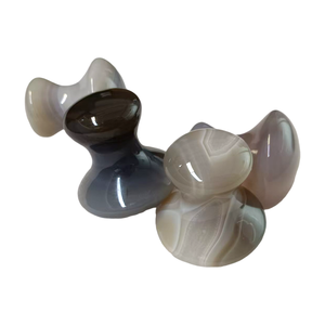 Herramienta de Masaje Facial de Ágata Gris Natural en Forma de Hongo, Tabla de Raspado Guasha, Antienvejecimiento, Reafirmante de la Piel, Desintoxicante, Portátil - Product Image 3