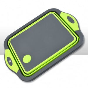 Home Kitchen Collapsible Bbq Prep Tub Green Water <b>Colander</b> Basket Folding <b>Plastic</b> Cutting Board with Container - Product Image 1