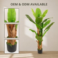 Plante de bananier artificielle de 1,5 m avec feuilles en PEVA, troncs doubles en PE, plante artificielle en pot pour décoration intérieure