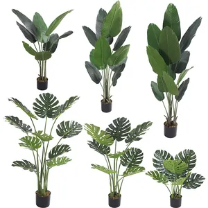 本物のタッチ人工モンステラ植物PEVAモンステラ植物オフィス装飾用樹木