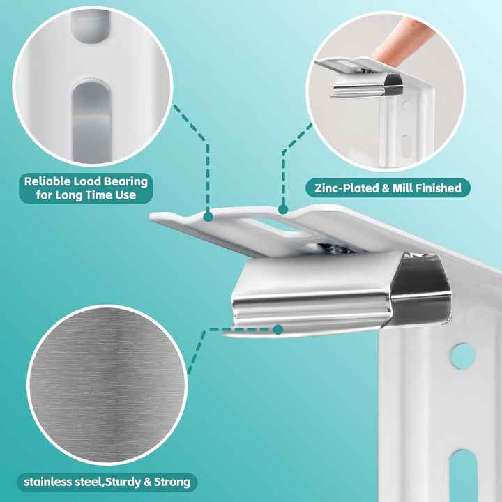 6 Pcs Silver Vertical Blind Wall Mount Headrail 1-1/2\" C Clamp 4\" Bracket Clips L Bracket Top Code Blinds Shades Shutters