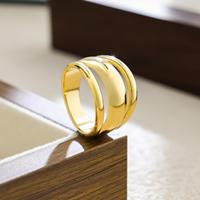 Breiter Unregelmäßiger Doppelschichtiger Ring 18K Vergoldet Metall Tägliches Tragen Statement-Schmuck Großhandel