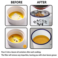 Récipient personnalisé de 40oz 1.2 litres pour filtre à huile de cuisson en forme de goutte à goutte pour graisse de cuisine Récipient pour graisse de bacon émaillé avec passoire