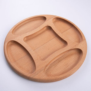 Versatile Prices 30cm Natural Beech Wood 5 Separate Compartment Section <b>Snack</b> Serving <b>Tray</b> - Product Image 2