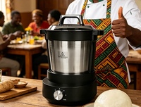 Mixer Adonan Serbaguna untuk Penggiling Daging Fufu & Penggunaan Dapur, Mini Food Processor dengan Mesin Singkong 6L/12L dari Baja Tahan Karat 304