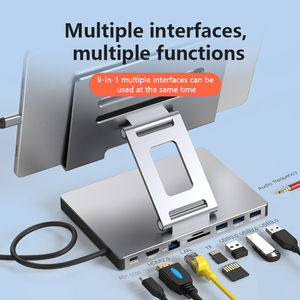Convertidor de logotipo personalizado 8 en 1 <span class=keywords><strong>USB</strong></span> <span class=keywords><strong>C</strong></span> Multiport Recién llegado 8 en 1 <span class=keywords><strong>USB</strong></span> <span class=keywords><strong>C</strong></span> <span class=keywords><strong>Hub</strong></span> con soporte plegable para <span class=keywords><strong>iPad</strong></span> <span class=keywords><strong>Pro</strong></span> Android Tablet - Product Image 4
