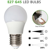 Ampoule LED G45 E27 AC220~240V, gradation à trois niveaux, abat-jour en plastique blanc, indice de restitution des couleurs Ra80, économie d'énergie, garantie de 2 ans