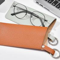 Pochette de couverture de lunettes de soleil de voyage de vente chaude avec porte-clés sac de lunettes en simili cuir étuis de sac de lunettes de soleil polyvalents portables
