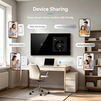 UBARO pour prise intelligente Wi-Fi tactile EU Schuko avec panneau en verre trempé USB-C, 1 gang 1 voie, contrôle vocal via application, compatible avec les dispositifs de minuterie