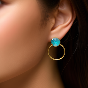 Fashion Dangle <b>Earrings</b> 316L Stainless Steel PVD Gold Plating <b>Blue</b> Stone <b>Studs</b> For Women Jewelry Accessories - Product Image 3