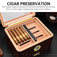 CIGARLOONG Classique Laque Double Couche Grande Capacité Fenêtre Transparente Bois de Cèdre Cave à Cigares Tiroirs Étanche à l'humidité