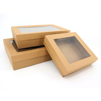 Boîtes d'emballage de gâteaux en papier Kraft, 8, 10, 12, 14 pouces, Logo personnalisé avec couvercle transparent, boîte à gâteaux de mariage, boîte à beignets, vente en gros