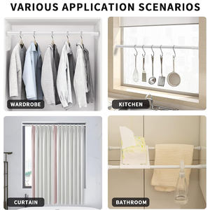 Tringle à rideau télescopique <span class=keywords><strong>extensible</strong></span> à ressort en plastique écologique réglable <span class=keywords><strong>de</strong></span> 40 à 280 cm, <span class=keywords><strong>barre</strong></span> <span class=keywords><strong>de</strong></span> <span class=keywords><strong>douche</strong></span> pour salle <span class=keywords><strong>de</strong></span> bain, sans perçage - Product Image 3