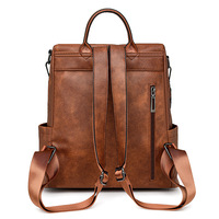 Nouveauté Printemps 2024 : Sacs à dos pour femmes en PU, style rétro européen et américain, avec fermeture éclair, 25-50L, bicolores et à pompons, pour l'achat transfrontalier