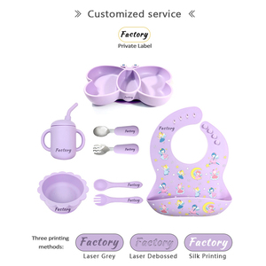 Cấp Thực Phẩm Cấp Giấy Chứng Nhận Silicone Bé Tấm Biểu Tượng Tùy Chỉnh Bữa Ăn Tối Plato 100% Cấp Thực Phẩm Đồng Bằng Màu Cua Plato Với Dao Kéo - Product Image 5