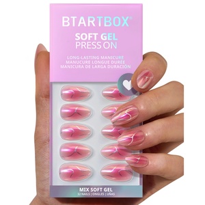 BTArtbox Uñas Postizas de Gel Suave Rosa Cromado Hechas a Mano al por Mayor, Uñas Artificiales Cortas Almendradas, Uñas Falsas a Presión - Product Image 1