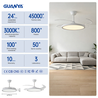 Ventilateur de plafond LED moderne à moteur DC, dimmable, avec télécommande, 6 vitesses, 7 pales, CRI 95 élevé, pour chambre à coucher