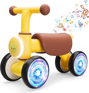 Vélo d'équilibre pour tout-petits avec roues lumineuses colorées, pour garçons et filles de 12 à 24 mois, cadeau de 1er <span class=keywords><strong>anniversaire</strong></span> avec musique douce et sons d'animaux mignons - Product Image 3
