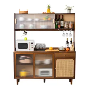 Modern Kitchen Furniture Storage Bamboo Vattan Side Board Cabinet Set 80/120/150cm Width Side Storage Cabinet