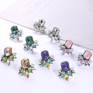 Mode Glas Strass Quadrat Ohr stecker Geometrische Ohrringe Schmuck Bling Edelstein Kristall Frauen CHRISTIAN Zink legierung <span class=keywords><strong>EASYA</strong></span> - Product Image 4