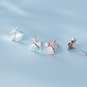 Carino ocean shell e stelle marine disegno Bello <span class=keywords><strong>Argento</strong></span> <span class=keywords><strong>Orecchini</strong></span> delle viti prigioniere 925 - Product Image 3