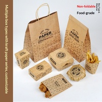 Boîte d'emballage alimentaire en papier kraft non pliable en forme de bateau pour hamburgers, frites et poulet frit