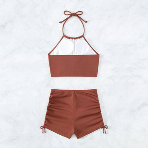 Nuevo Conjunto de Bikini de 2 Piezas 2026: Bragas Boxer de Secado Rápido con Cuello en V y Lazos Delanteros, Diseño Conservador con Aberturas y Cintura Hueca, Spandex/Poliéster Digital - Product Image 3