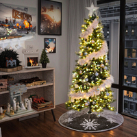 Zaves 42 \ "Luxueux Élégant Argent Flocons De Neige Arbre Jupe En Peluche Mignon Père Noël Bonhomme De Neige Poupée Article De Noël pour Décorations De Noël