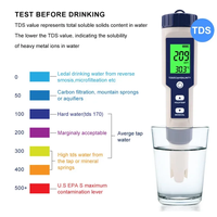 Kit de Test Professionnel 5-en-1 Mètres PH pour Eau Potable EC TDS PH Température Salinomètre Détecteur de Qualité de l'Eau