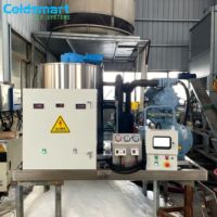 Machines à glace Coldsmart pour usine de fabrication, machine à glace en flocons de 5 tonnes en acier inoxydable pour la vente en gros de produits de la mer