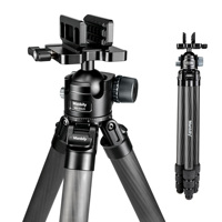 Trépied en fibre de carbone Manbily WZ-404+MH55U3, tête sphérique de 55 mm, charge maximale de 55 lb, avec pince de selle pour la chasse, le tir et les activités de plein air