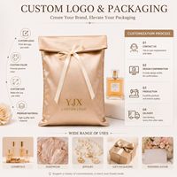 Sac cadeau en satin imprimé à l'écran avec logo personnalisé, fermeture à ruban, pochette anti-poussière de luxe pour bijoux, cosmétiques, vêtements