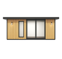 Module de bureau modulaire pour jardin, cabine préfabriquée, unité d'habitation annexe (ADU), structure en acier, panneaux isolants, mini-maison, solution facile à installer