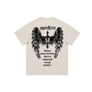 เสื้อยืดโอเวอร์ไซส์สตรีทแวร์ลายพิมพ์สีดำขาวคากีเรืองแสงในที่มืด พิมพ์ลายทั่วตัว ผ้าฝ้าย ลายอนิเมะ แบบสั่งทำพิเศษ ทรงไหล่ตก - Product Image 3