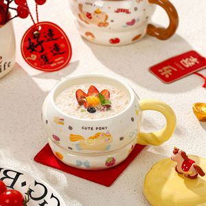 Taza de Cerámica Lelyi con Diseño Creativo de Pony de Dibujos Animados, Ideal para Oficina, Regalo de Cumpleaños para Mejor Amiga, Apta para Lavavajillas y Microondas - Product Image 5