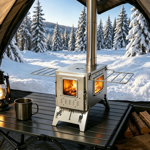 Réchaud de <span class=keywords><strong>camping</strong></span> pliable en acier inoxydable, à bois, pour toutes les saisons, pour la randonnée, le pique-nique, le chauffage et la cuisson en plein air - Product Image 1