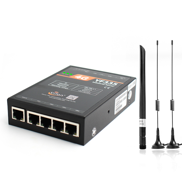 YF335 4G LTE Industrial WiFi Router with RS232/RS485 Supports Modbus TCP/RTU L2TP OPENVPN IPSEC GRE VPN Firewall QoS