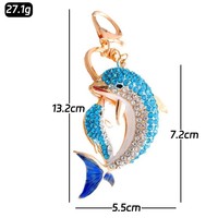 Porte-clés dauphin en cristal tendance, porte-clés en métal orné de strass, breloque de sac dauphin océanique pour mariage, souvenir touristique, cadeau promotionnel