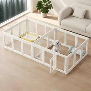 Parc pour chiens tout acrylique transparent et transparent Clôture pour animaux de compagnie intérieure portable et étanche Facile à assembler Sûr et stable Nouveau design - Product Image 1