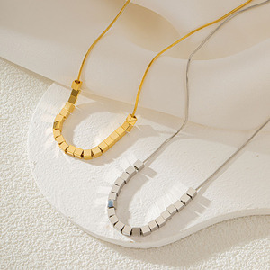 NS1391 Collier <span class=keywords><strong>de</strong></span> perles carrées en acier inoxydable plaqué <span class=keywords><strong>or</strong></span> 18 carats Chic Dainty Mini en acier inoxydable sans ternissure pour femmes - Product Image 5
