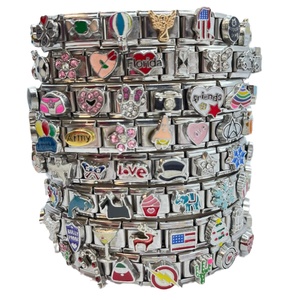 Bracelet à breloques DIY avec modules extensibles en acier inoxydable 304, assortiment aléatoire de breloques italiennes, accessoire de mode - Product Image 5