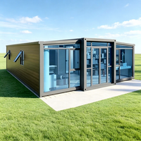 Maison conteneur préfabriquée moderne, portable, extensible et respirante, tout-en-un, pour bureau, école ou bâtiment modulaire.
