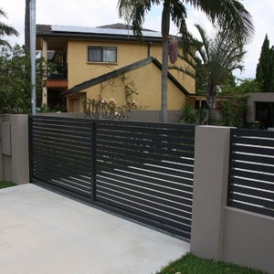 Hiện đại tự động trượt cổng thiết kế xử lý nhiệt nhôm đường lái xe phía trước cổng cho sân hàng rào 3D mô hình dịch vụ bao gồm - Product Image 5