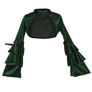 Chemise steampunk noire courte à manches longues évasées pour <span class=keywords><strong>femme</strong></span>, boléro gothique victorien, chemise vintage gothique punk, accessoires de costume corset - Product Image 3